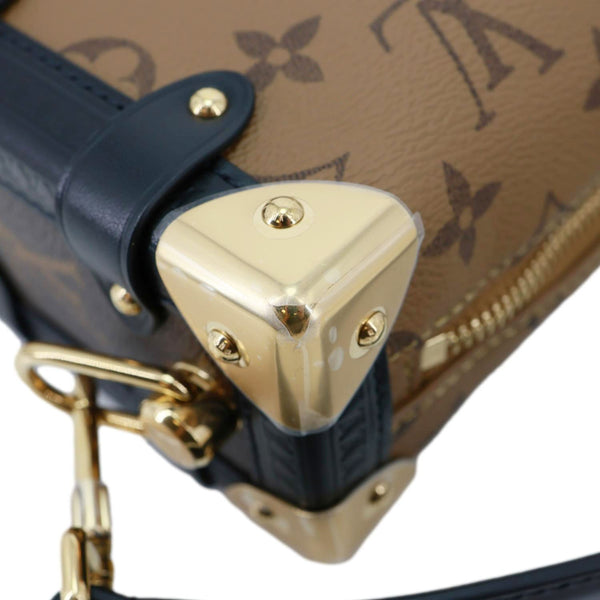 LOUIS VUITTON Side Trunk PM Reverse Monogram Canvas Tote Shoulder Bag Brown