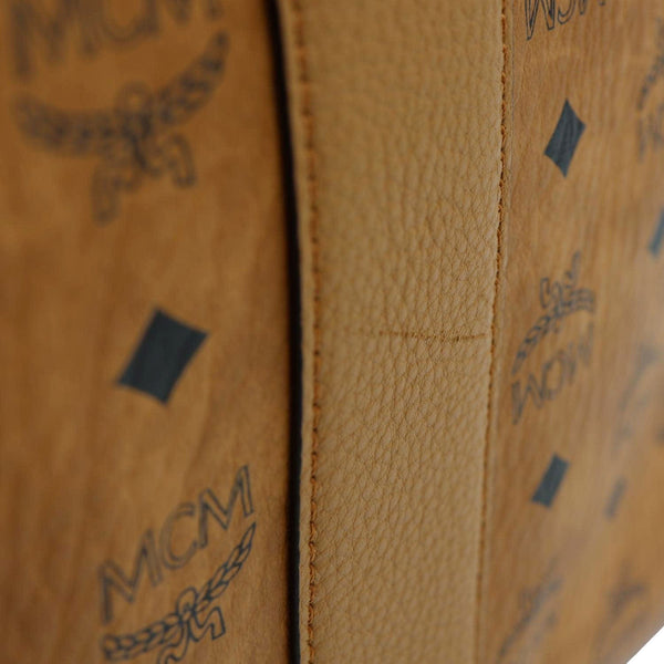 MCM Reversible Liz Large Visetos Canvas Shopper Tote Bag Cognac