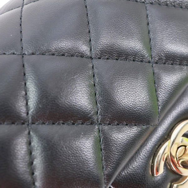 CHANEL Classic Rectangular Flap Mini Quilted Leather Top Handle Crossbody Bag Black