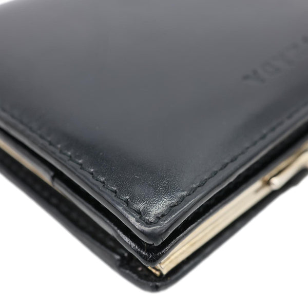 PRADA Kisslock Leather Bifold Wallet Black