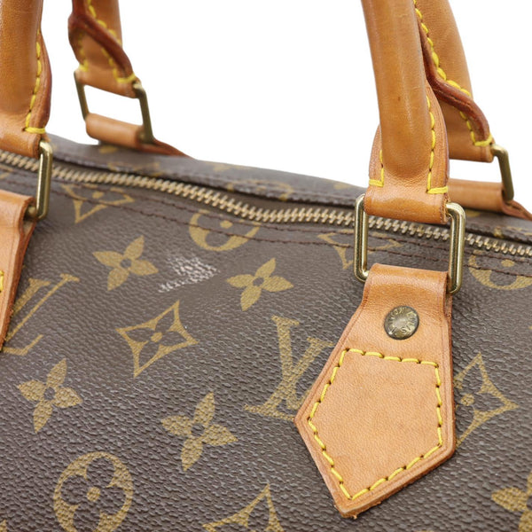 LOUIS VUITTON Speedy 35 Monogram Canvas Satchel Bag Brown