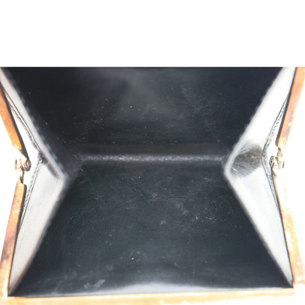 PRADA Kisslock Leather Bifold Wallet Black