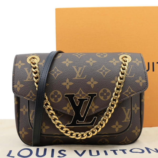LOUIS VUITTON Passy Monogram Canvas Shoulder Bag Brown