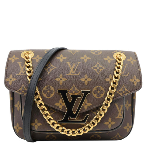 LOUIS VUITTON Passy Monogram Canvas Shoulder Bag Brown