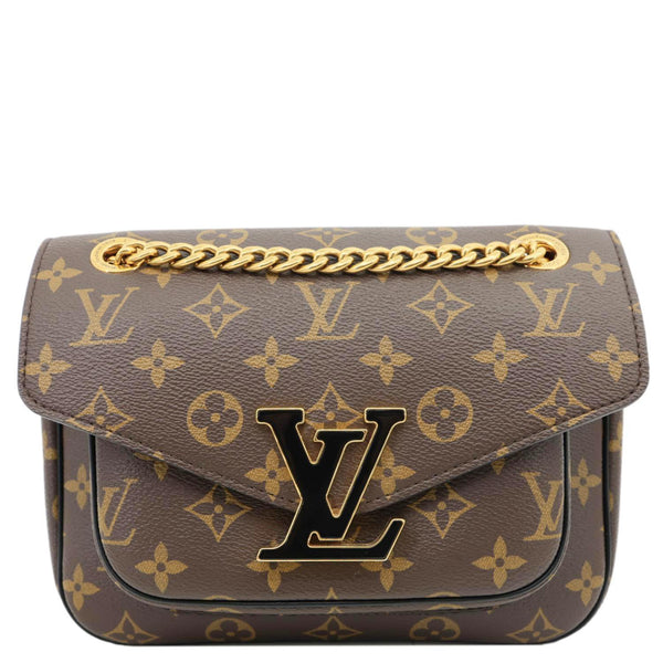 LOUIS VUITTON Passy Monogram Canvas Shoulder Bag Brown