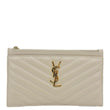 YVES SAINT LAURENT Monogram Bill Grain De Poudre Chevron Leather Zip Pouch Beige