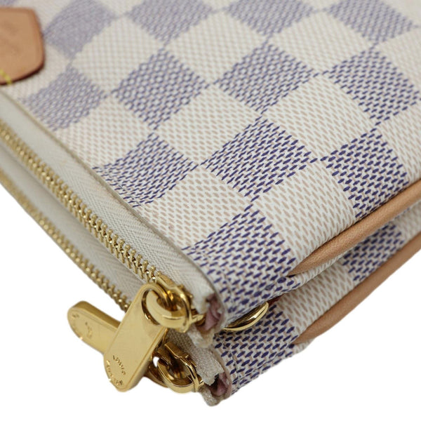 LOUIS VUITTON Double Zip Pochette Damier Azur Crossbody Bag Rose Ballerine