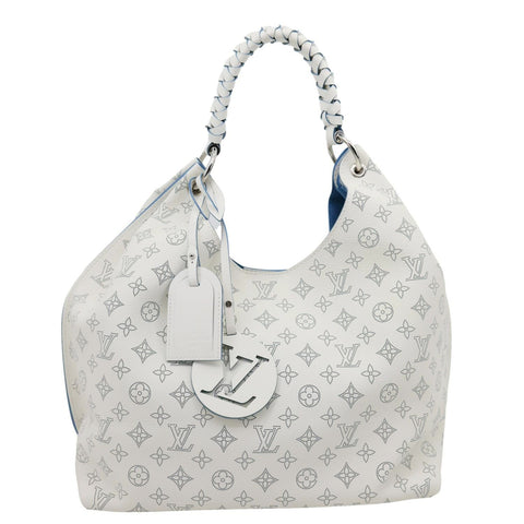 LOUIS VUITTON Carmel Mahina Leather Hobo Bag White