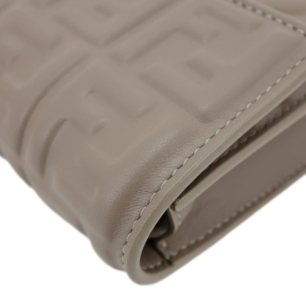 FENDI Baguette FF Embroidered Leather Wallet On Chain Beige