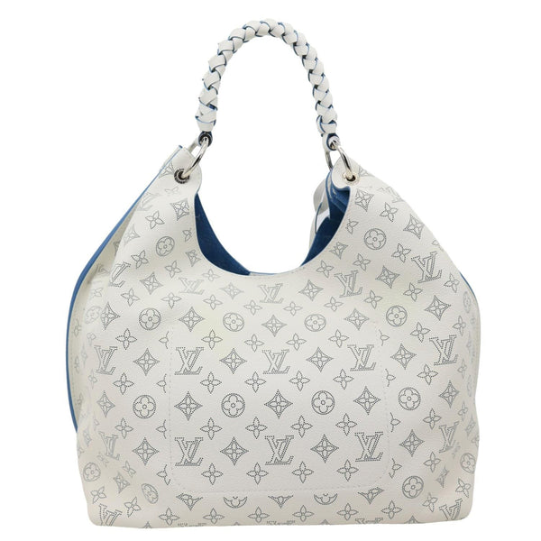 LOUIS VUITTON Carmel Mahina Leather Hobo Bag White