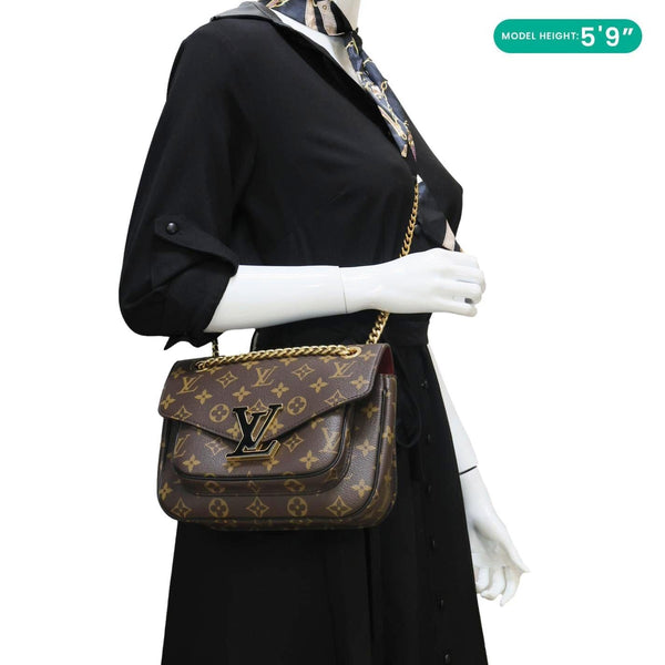 LOUIS VUITTON Passy Monogram Canvas Shoulder Bag Brown