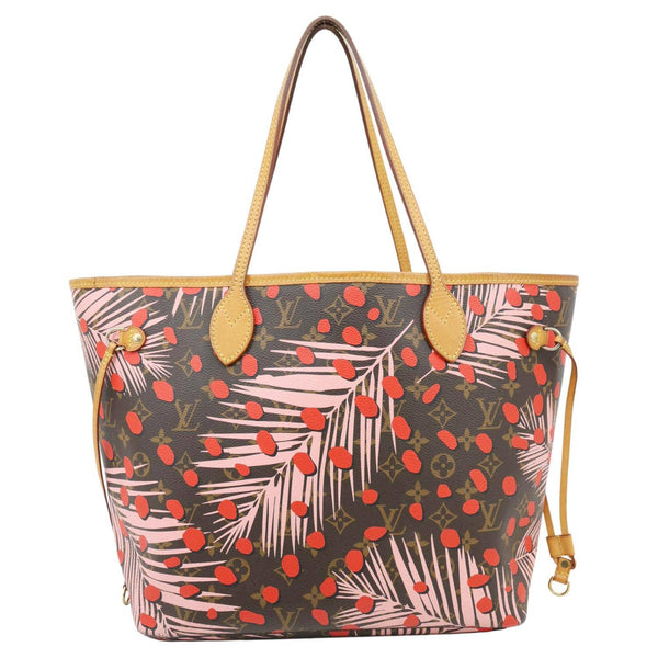 LOUIS VUITTON Neverfull MM Jungle Dots Monogram Canvas Tote Bag Brown