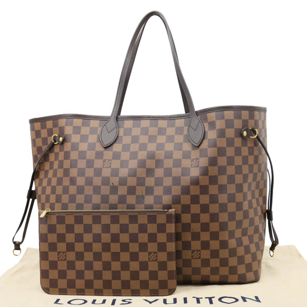 LOUIS VUITTON Neverfull GM Damier Ebene Tote Bag Brown