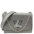 LOUIS VUITTON Twist MM Epi Leather Chain Shoulder Bag Silver