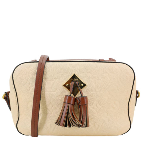 LOUIS VUITTON Saintonge Monogram Empreinte Leather Crossbody Bag Cream