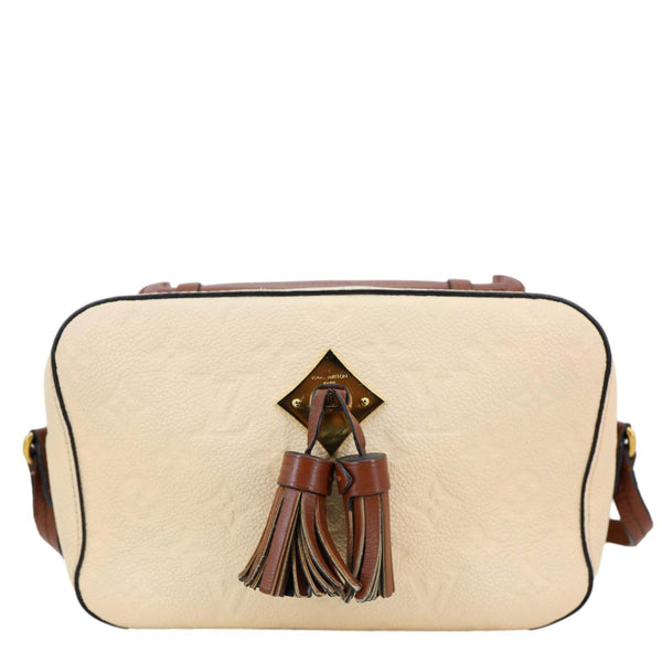 LOUIS VUITTON Saintonge Monogram Empreinte Leather Crossbody Bag Cream