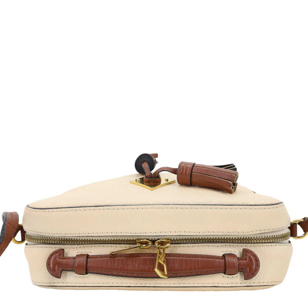 LOUIS VUITTON Saintonge Monogram Empreinte Leather Crossbody Bag Cream