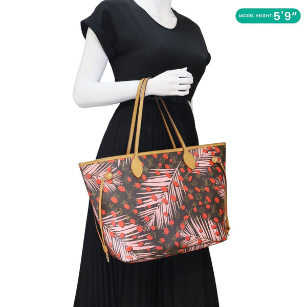 LOUIS VUITTON Neverfull MM Jungle Dots Monogram Canvas Tote Bag Brown
