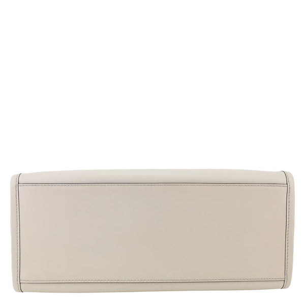 FENDI Sunshine Medium Leather Shopper Tote Bag Cream