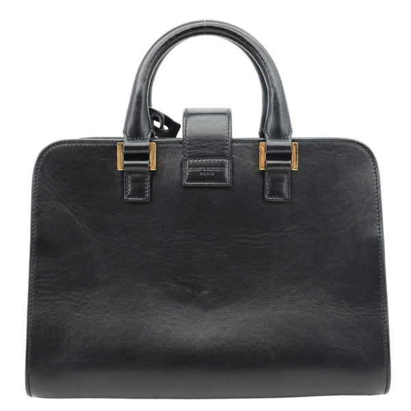 YVES SAINT LAURENT Cabas Baby Calfskin Leather Tote Shoulder Bag Black