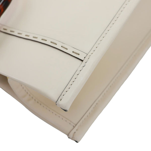 FENDI Sunshine Medium Leather Shopper Tote Bag Cream