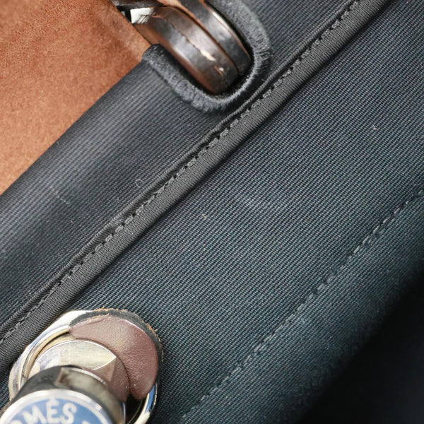 HERMES Herbag 31 PM Canvas Tote Shoulder Bag Black