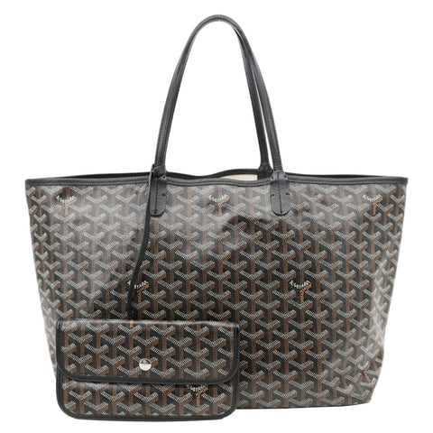 GOYARD Saint Louis PM Chevron Print Canvas Tote Bag Black
