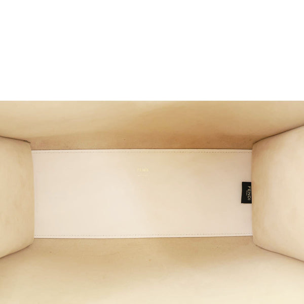 FENDI Sunshine Medium Leather Shopper Tote Bag Cream
