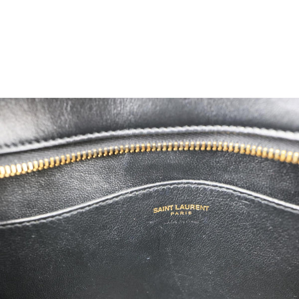 YVES SAINT LAURENT Cabas Baby Calfskin Leather Tote Shoulder Bag Black
