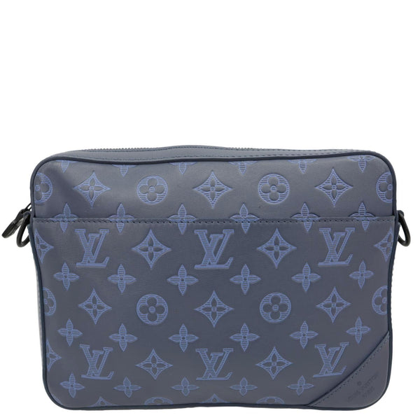 LOUIS VUITTON Duo Monogram Shadow Leather Shoulder Bag Navy Blue