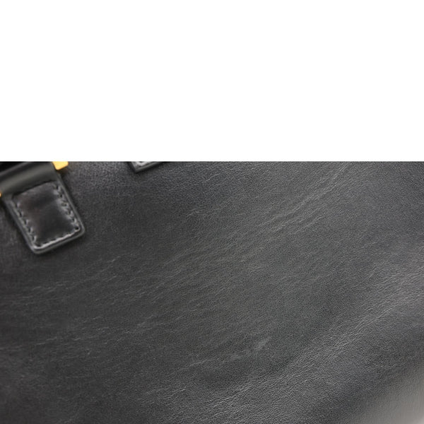 YVES SAINT LAURENT Cabas Baby Calfskin Leather Tote Shoulder Bag Black