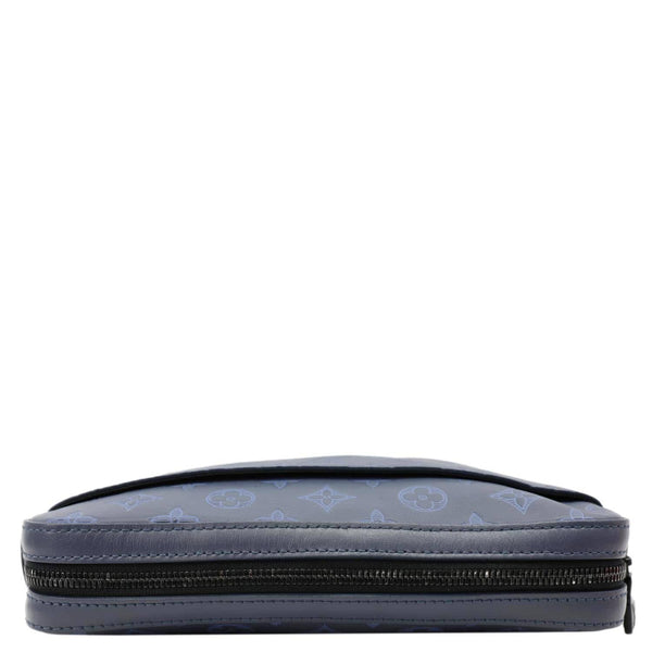 LOUIS VUITTON Duo Monogram Shadow Leather Shoulder Bag Navy Blue