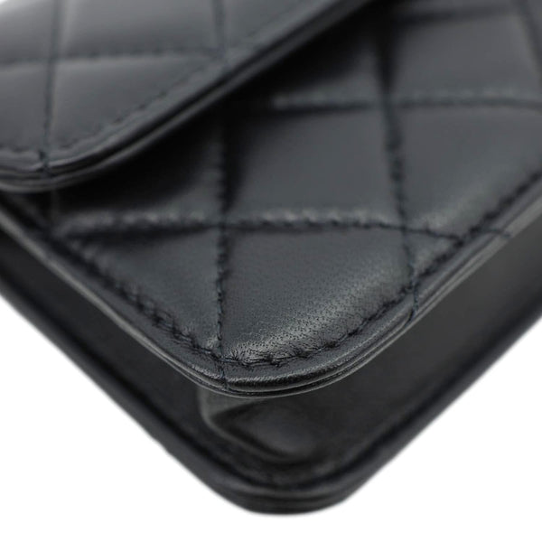 CHANEL Pearl Crush Quilted Leather Clutch With Chain Black