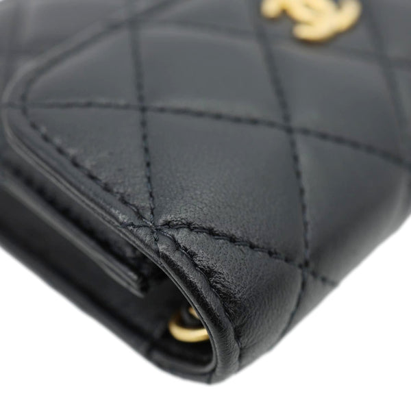 CHANEL Pearl Crush Quilted Leather Clutch With Chain Black