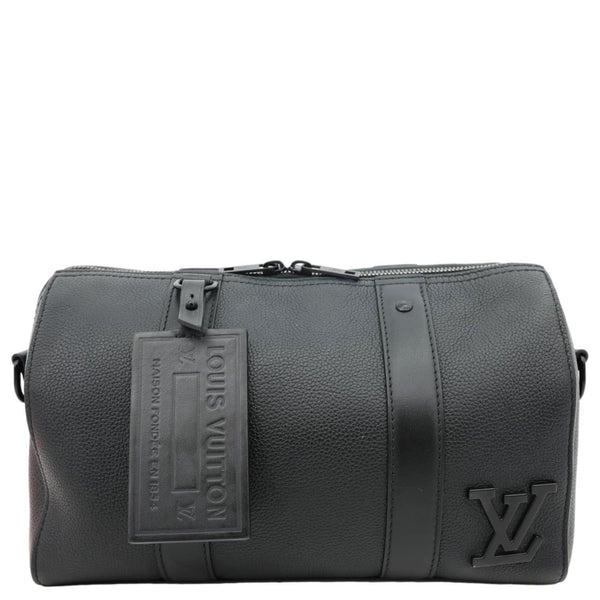 LOUIS VUITTON City Keepall Aerogram Leather Travel Bag Black