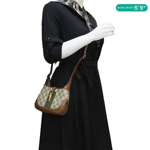 GUCCI Jackie 1961 Mini GG Supreme Canvas Hobo Shoulder Bag Brown 637092