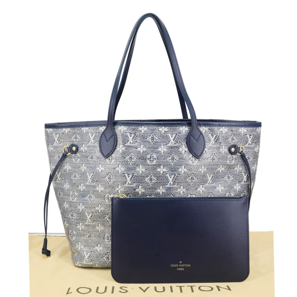 LOUIS VUITTON Neverfull MM Monoglam Jacquard Tote Bag Navy Blue