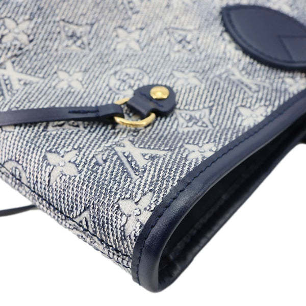 LOUIS VUITTON Neverfull MM Monoglam Jacquard Tote Bag Navy Blue