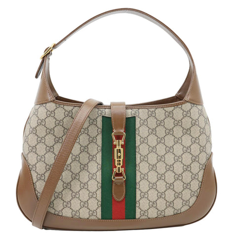 GUCCI Jackie 1961 Medium GG Monogram Canvas Crossbody Bag Beige 636710