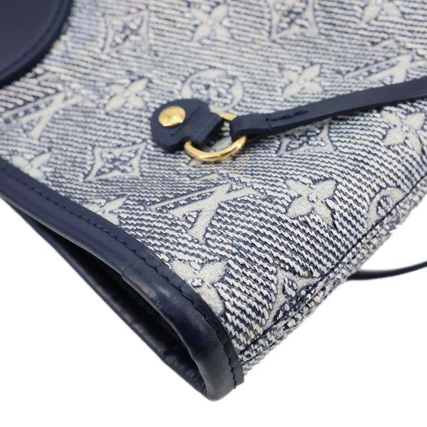 LOUIS VUITTON Neverfull MM Monoglam Jacquard Tote Bag Navy Blue