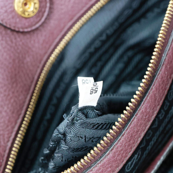 PRADA Vitello Daino Pebbled Calfskin Leather Shopping Tote Bag Burgundy
