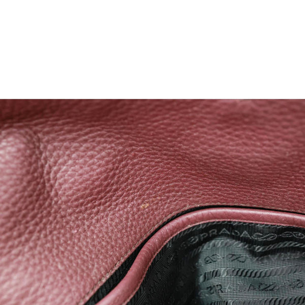 PRADA Vitello Daino Pebbled Calfskin Leather Shopping Tote Bag Burgundy