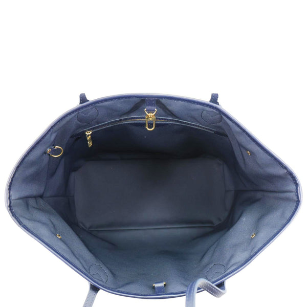 LOUIS VUITTON Neverfull MM Monoglam Jacquard Tote Bag Navy Blue