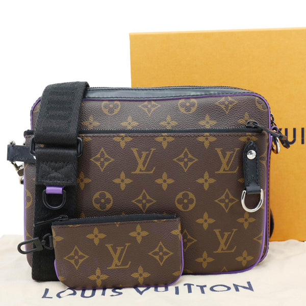 LOUIS VUITTON Trio Monogram Macassar Canvas Messenger Bag Purple