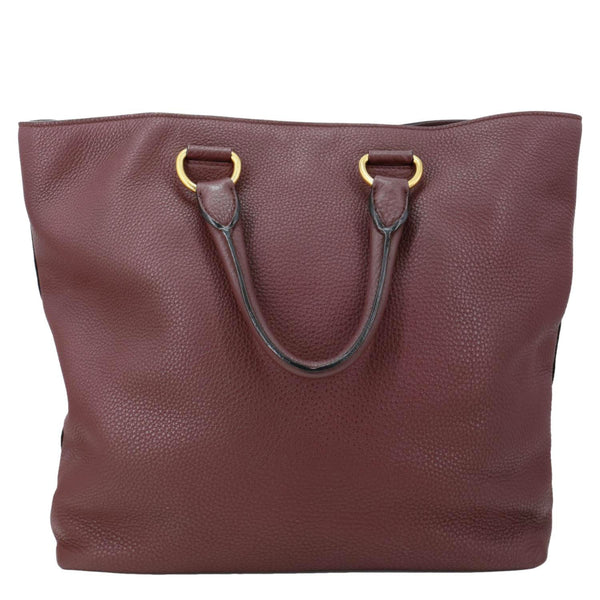 PRADA Vitello Daino Pebbled Calfskin Leather Shopping Tote Bag Burgundy