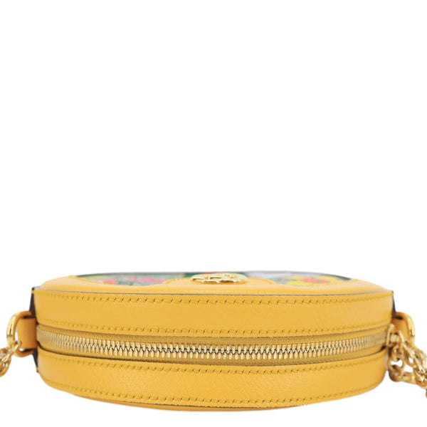 GUCCI Ophidia Mini Flora GG Round Supreme Monogram Web Crossbody Bag Yellow 550618
