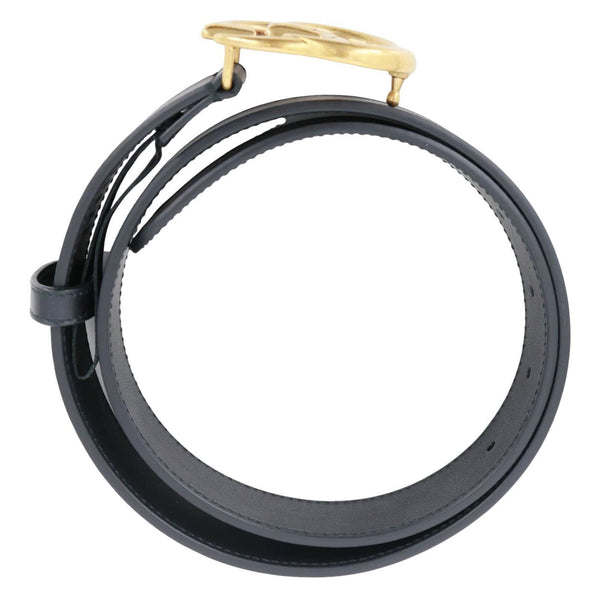 GUCCI GG Marmont Buckle Smooth Leather Belt Size 75.30 Black 414516