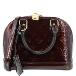 LOUIS VUITTON Alma BB Monogram Vernis Leather Satchel Bag Amarante