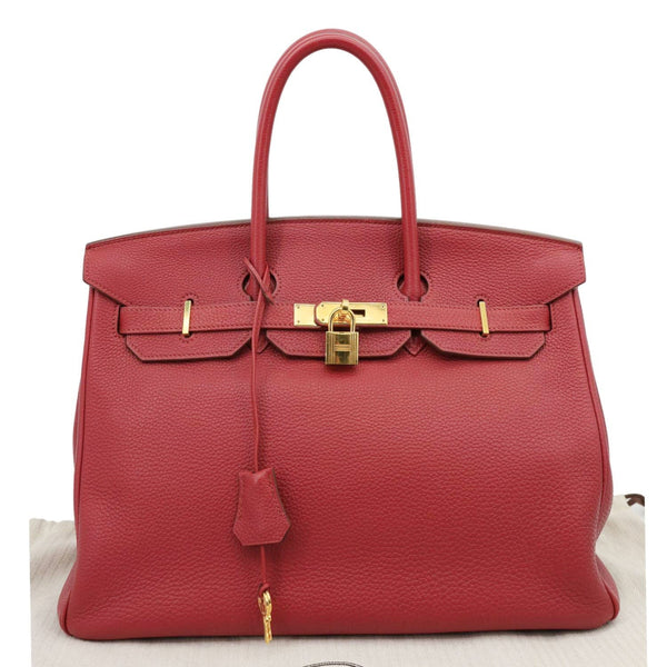 HERMES Birkin 35 Togo Leather Tote Bag Red