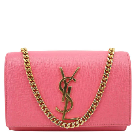 YVES SAINT LAURENT Kate Leather Chain Crossbody Bag Pink